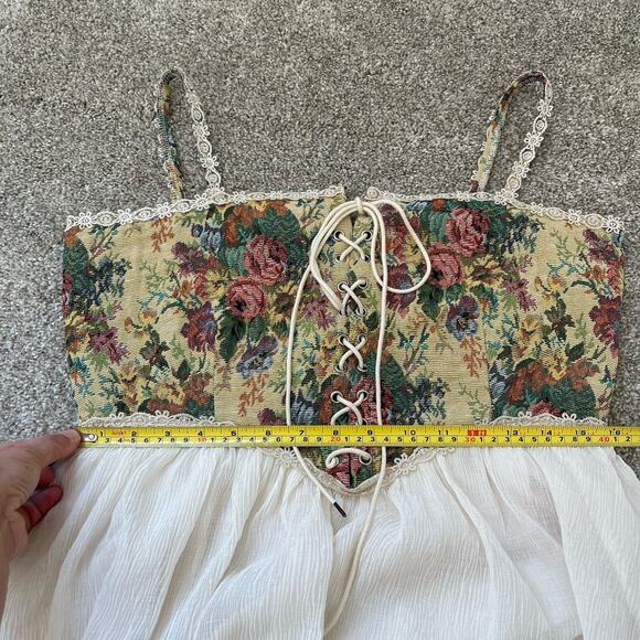 Cider Fairy Whimsical Gypsy Corset Mini Dress XL Tapestry Bustier Milkmaid - Picture 12 of 14